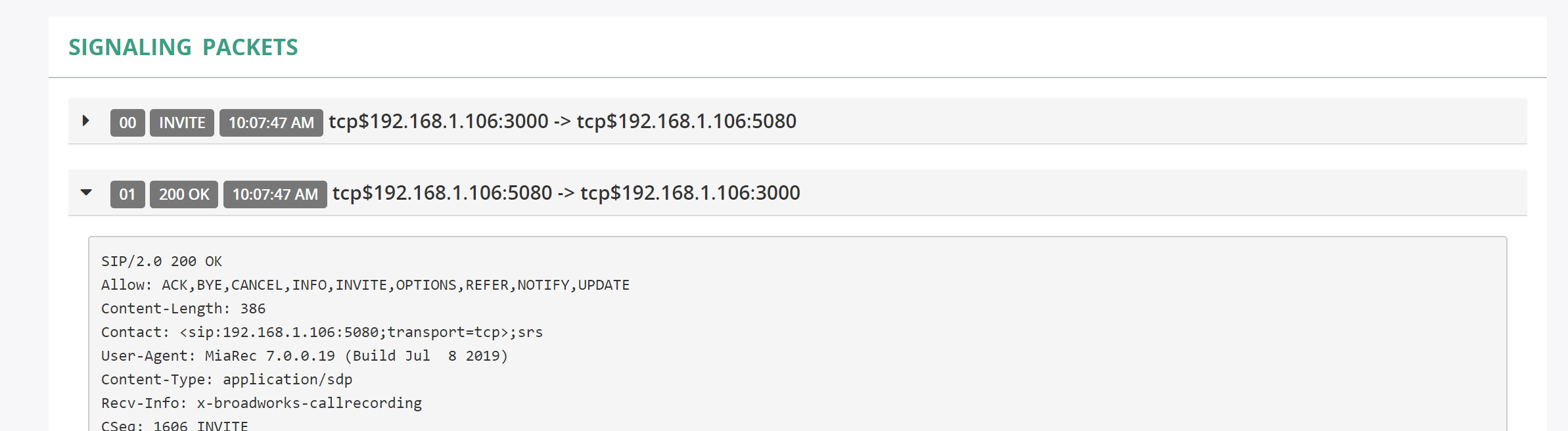 Extract Data from Signaling Packets