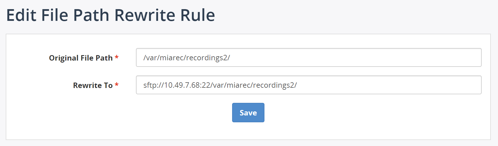 File Path Rewrite Rules Settings