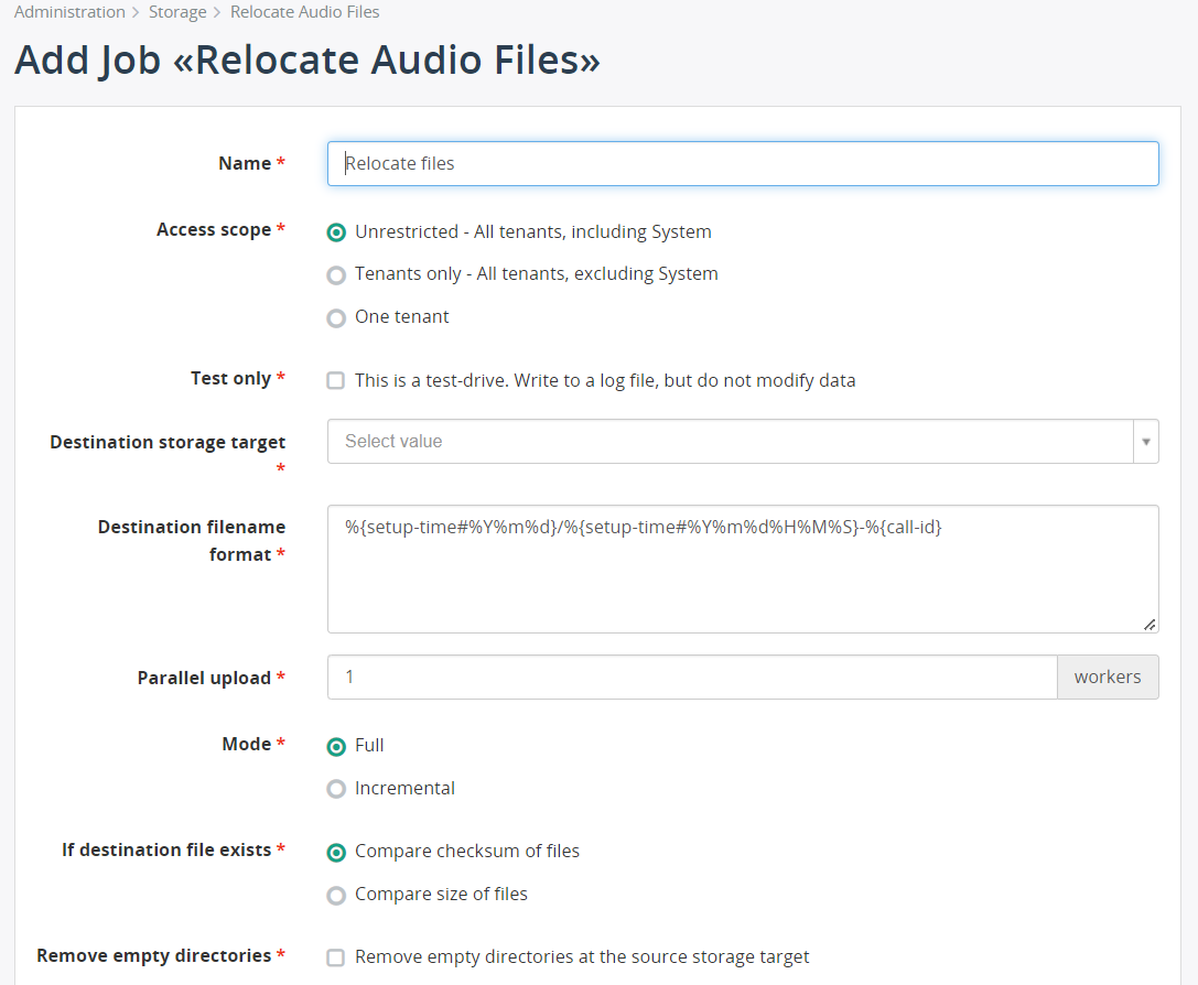 Relocate Audio Files Settings