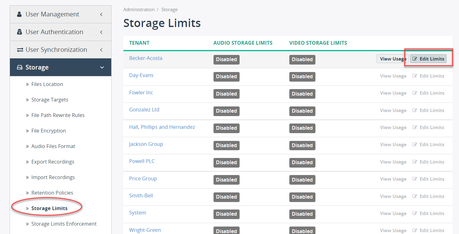 Storage Limits