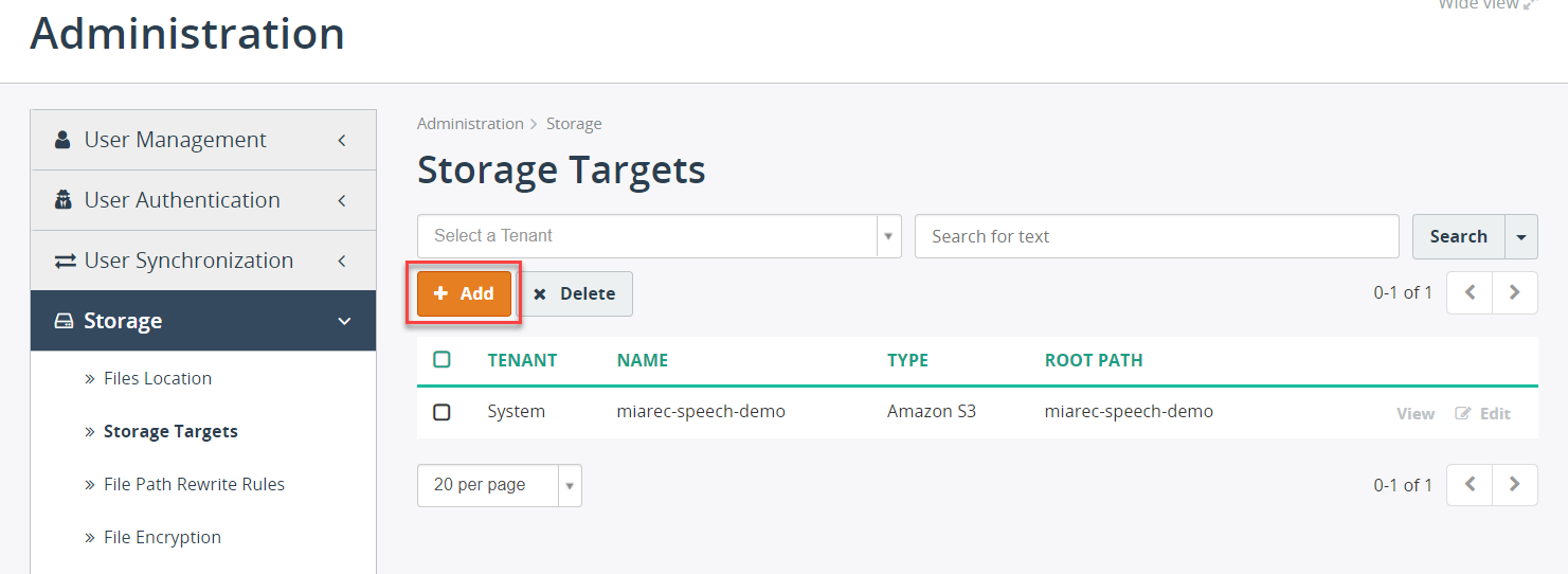 FTP/FTPS Storage Target