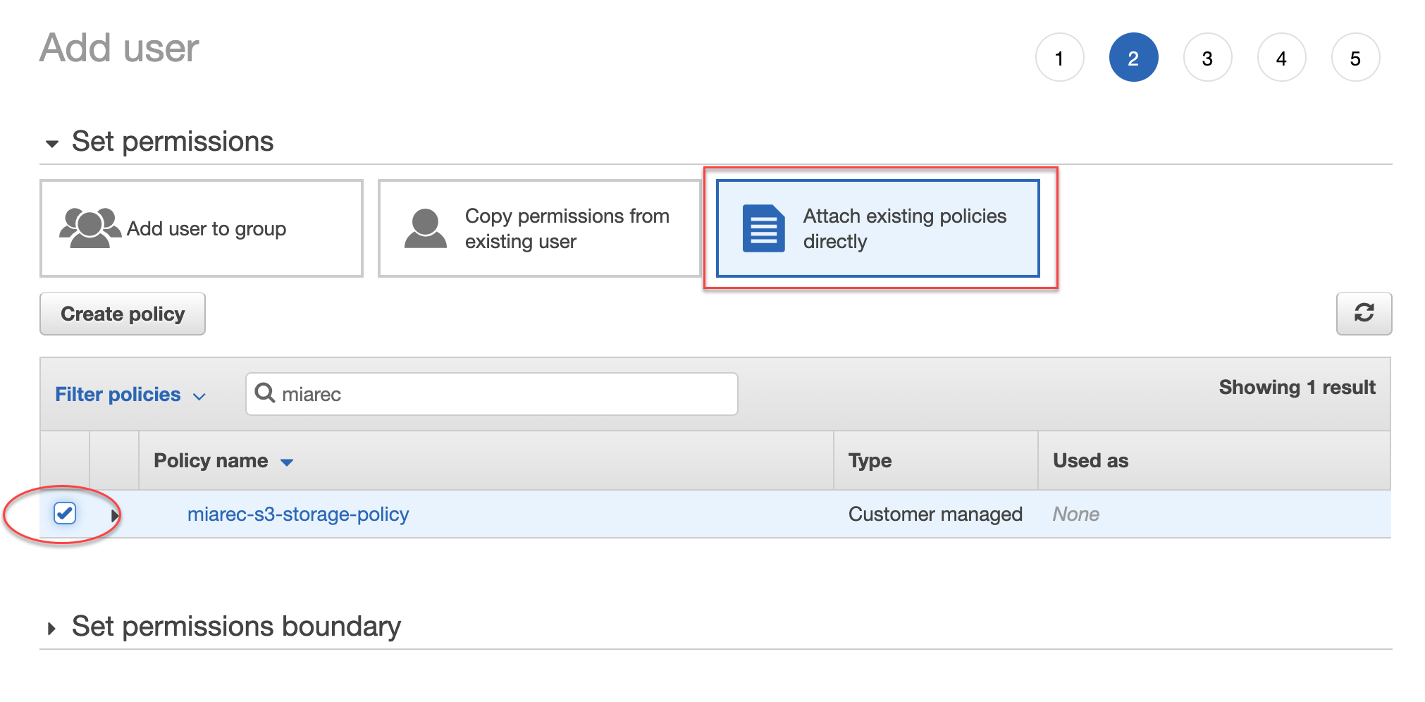 Attach existing policies directly