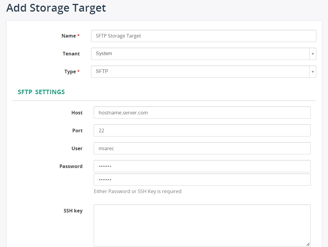 SFTP Settings