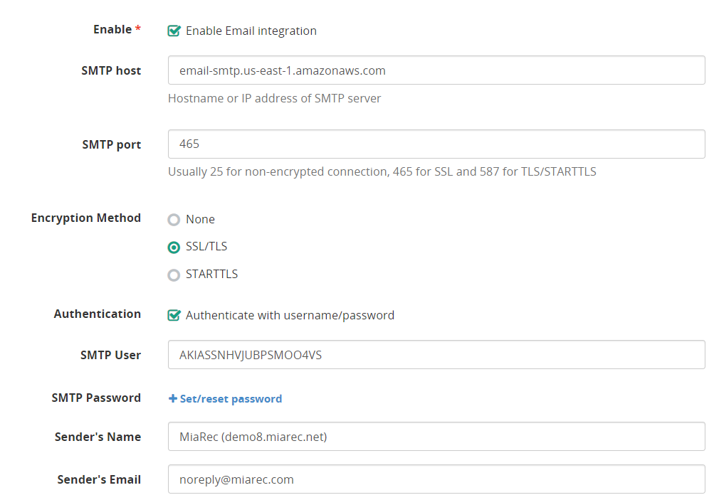 Email Integration Settings