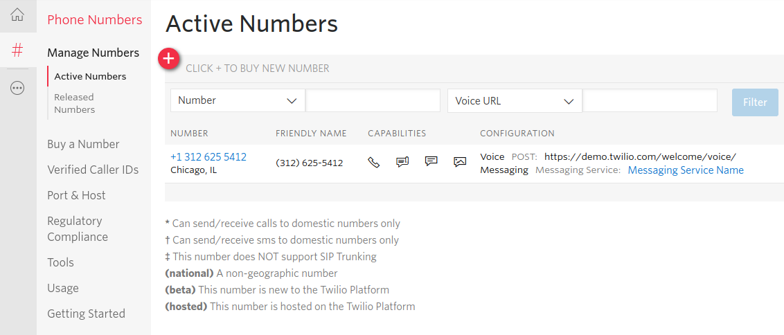 Active Numbers Page