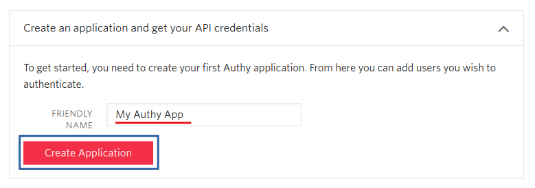 Create Application Button