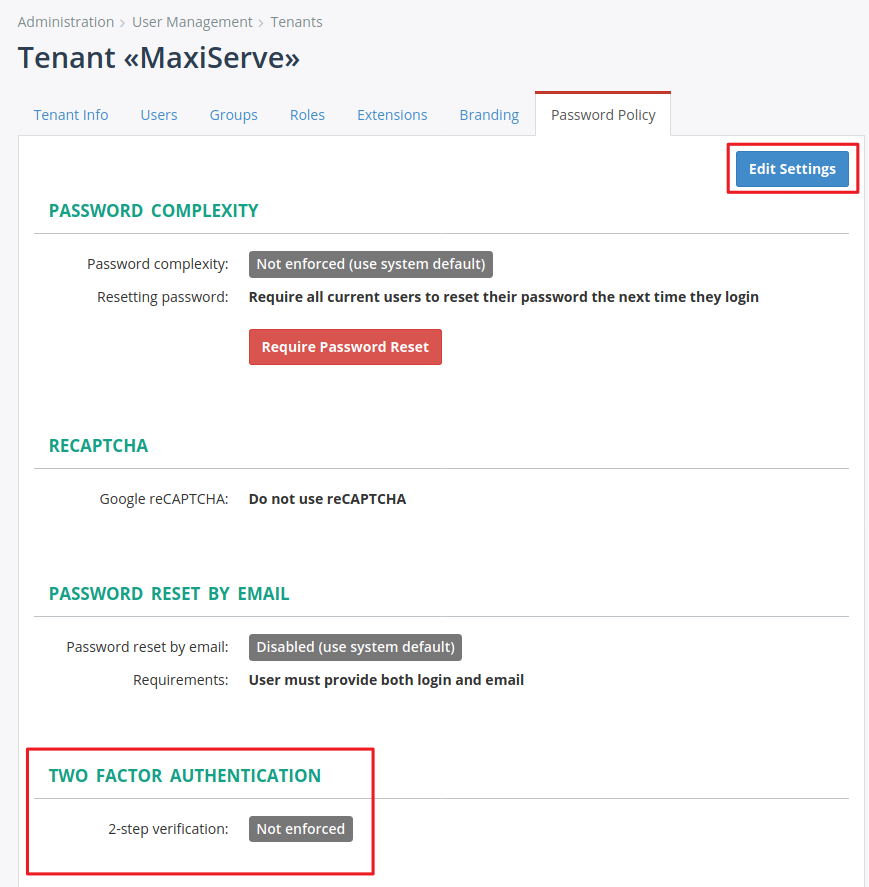 Password Policy Tab