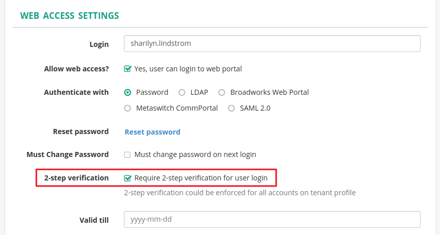 Require 2-step verification for user login