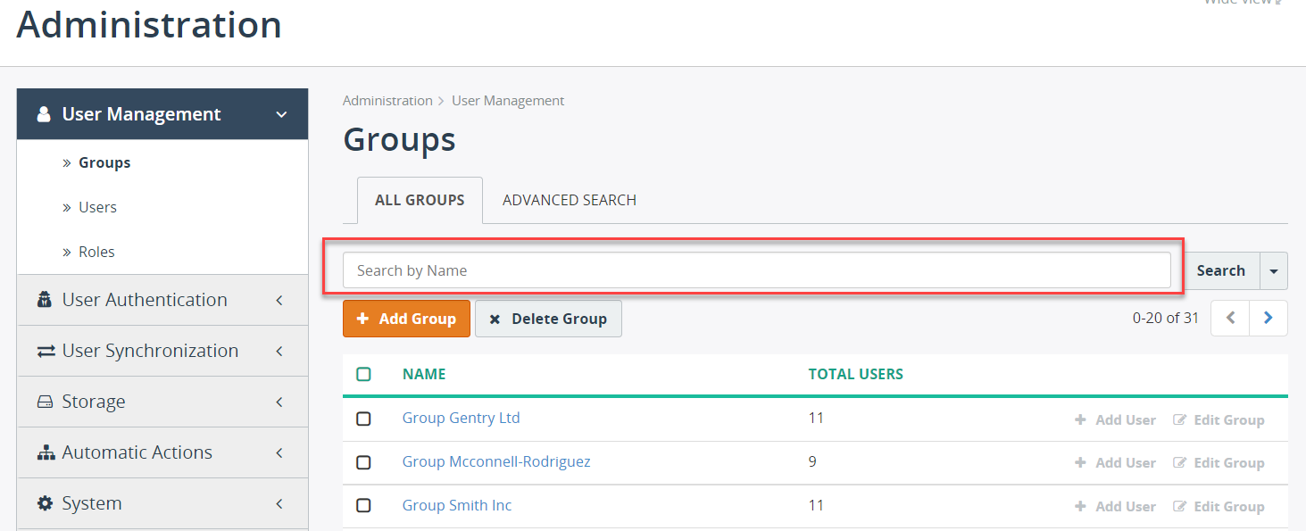 Search Group by Name