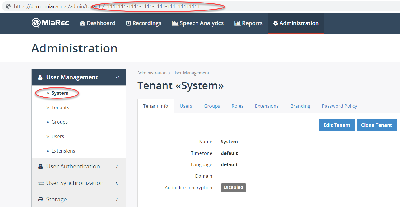 System tenant