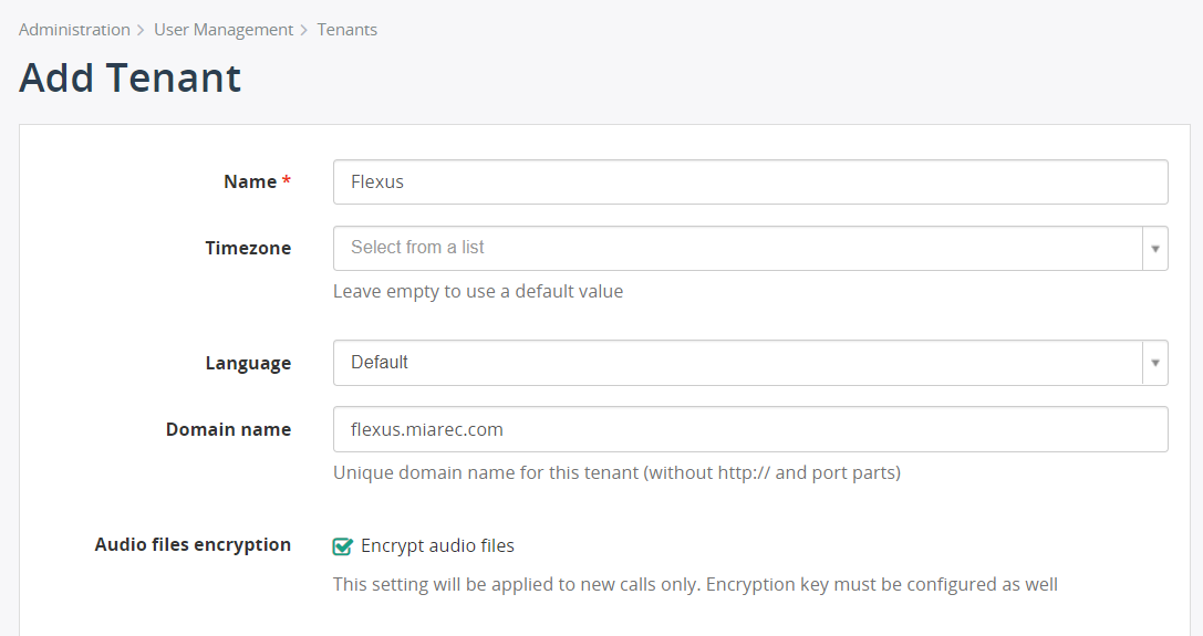 Tenant Settings