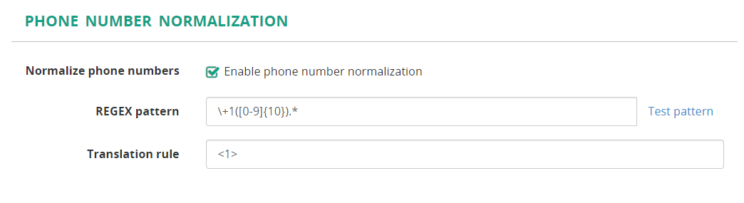 Phone number normalization