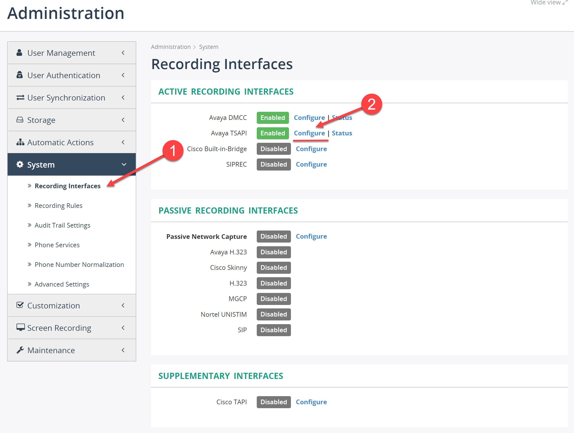 Configure MiaRec TSAPI settings