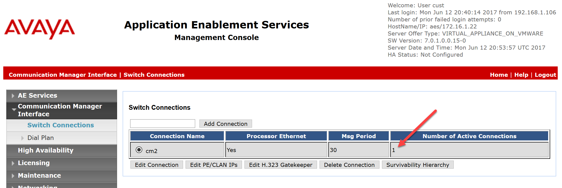 Number of Active Connections