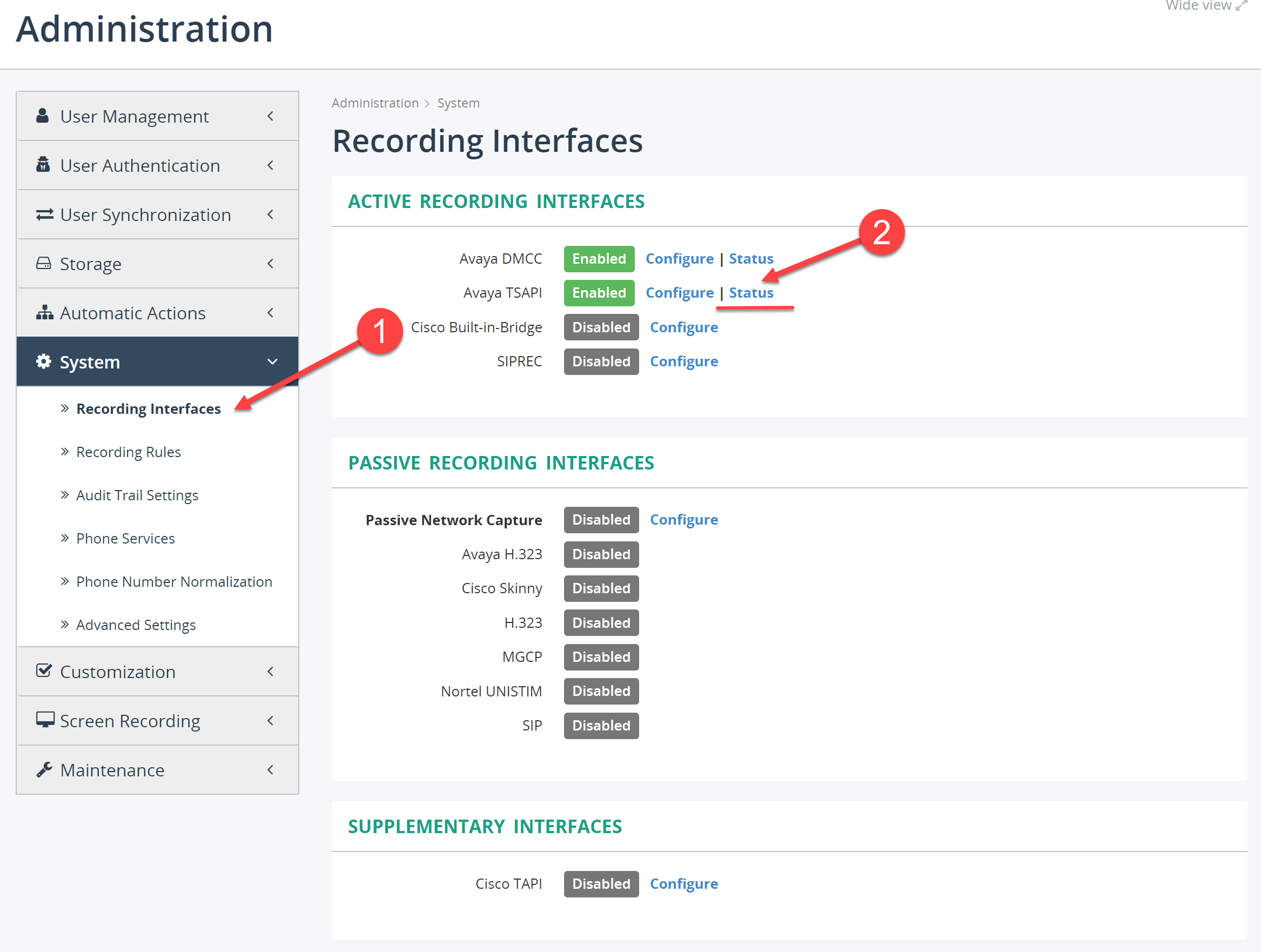 Verify TSAPI device monitoring status in MiaRec