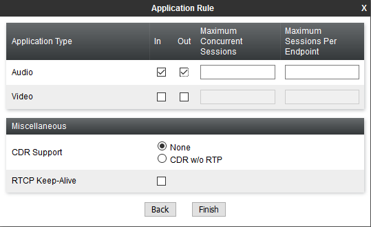 Application Rules Settings