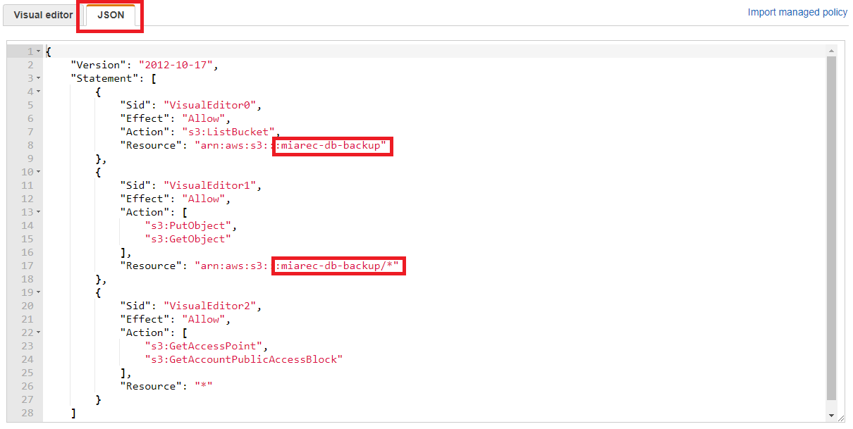 JSON Access Policy