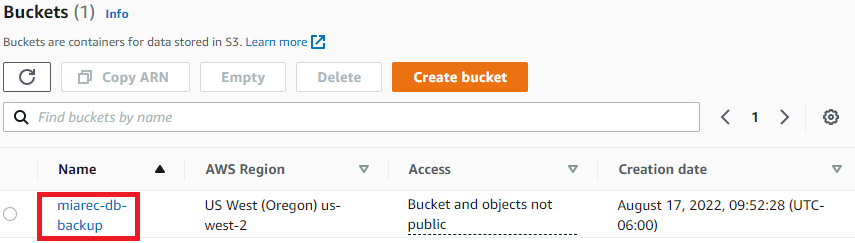 Click Bucket Name