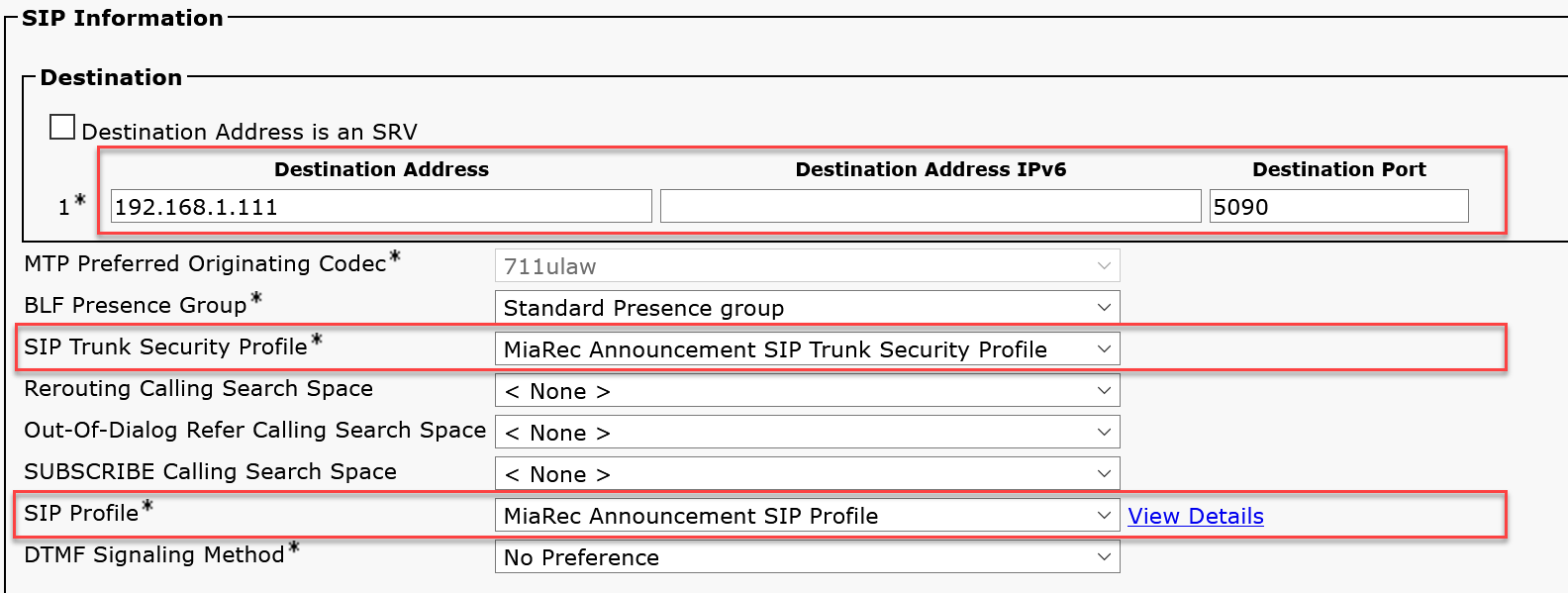 SIP Information