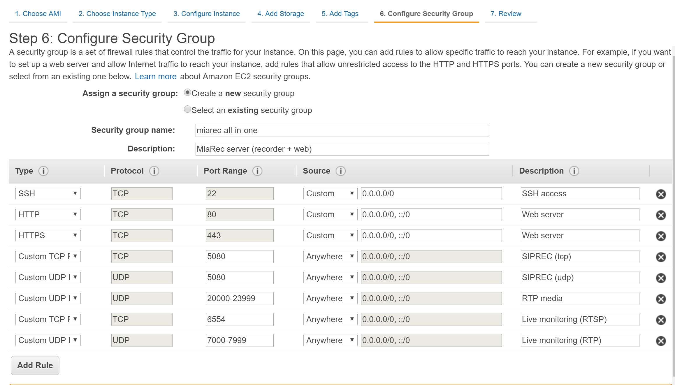 Configure Security Group