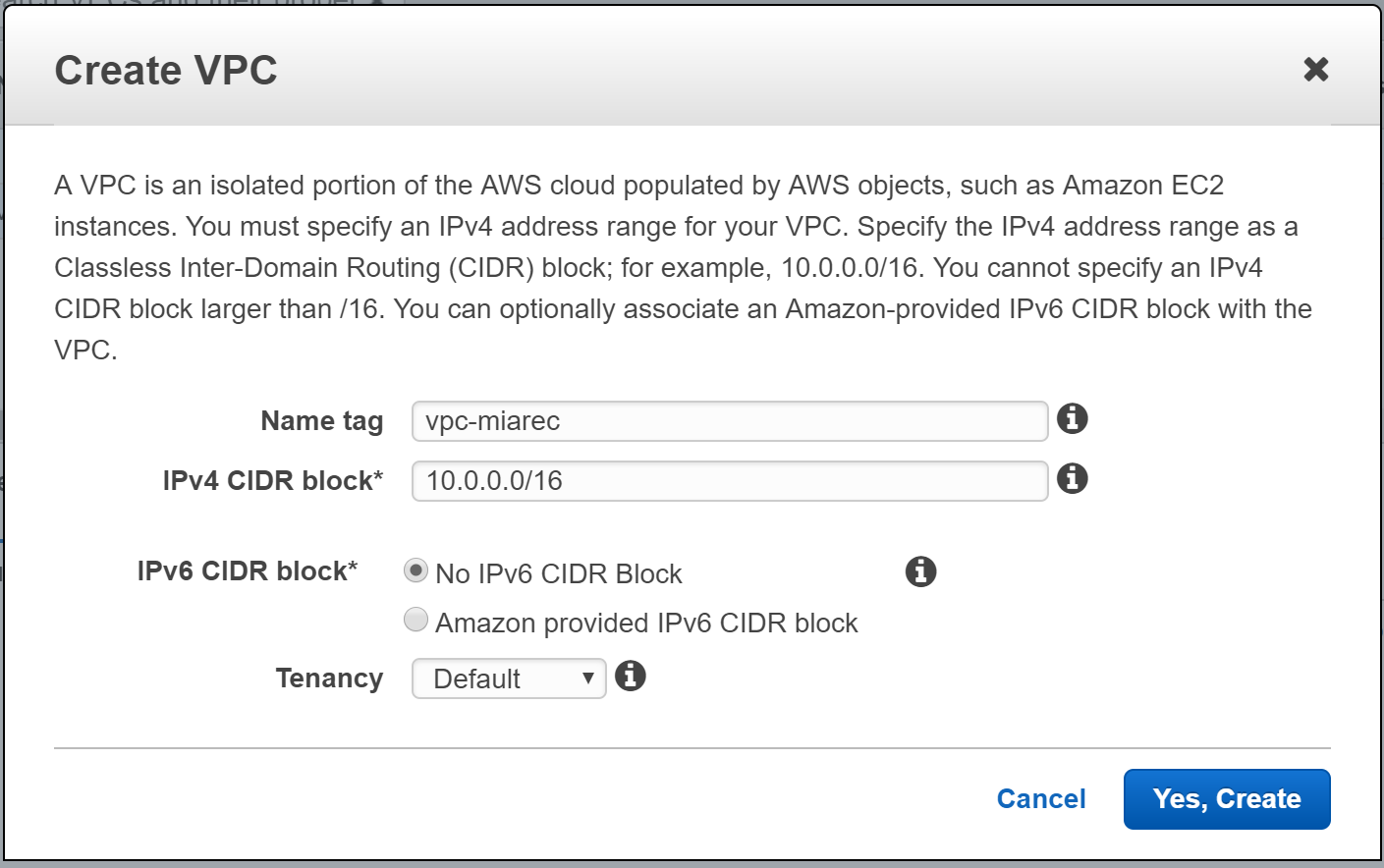 Create VPC