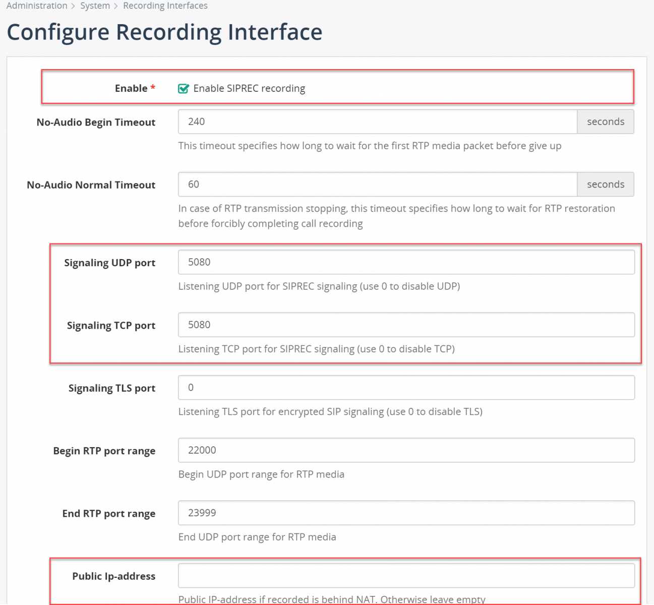 Enable SIPREC Recording