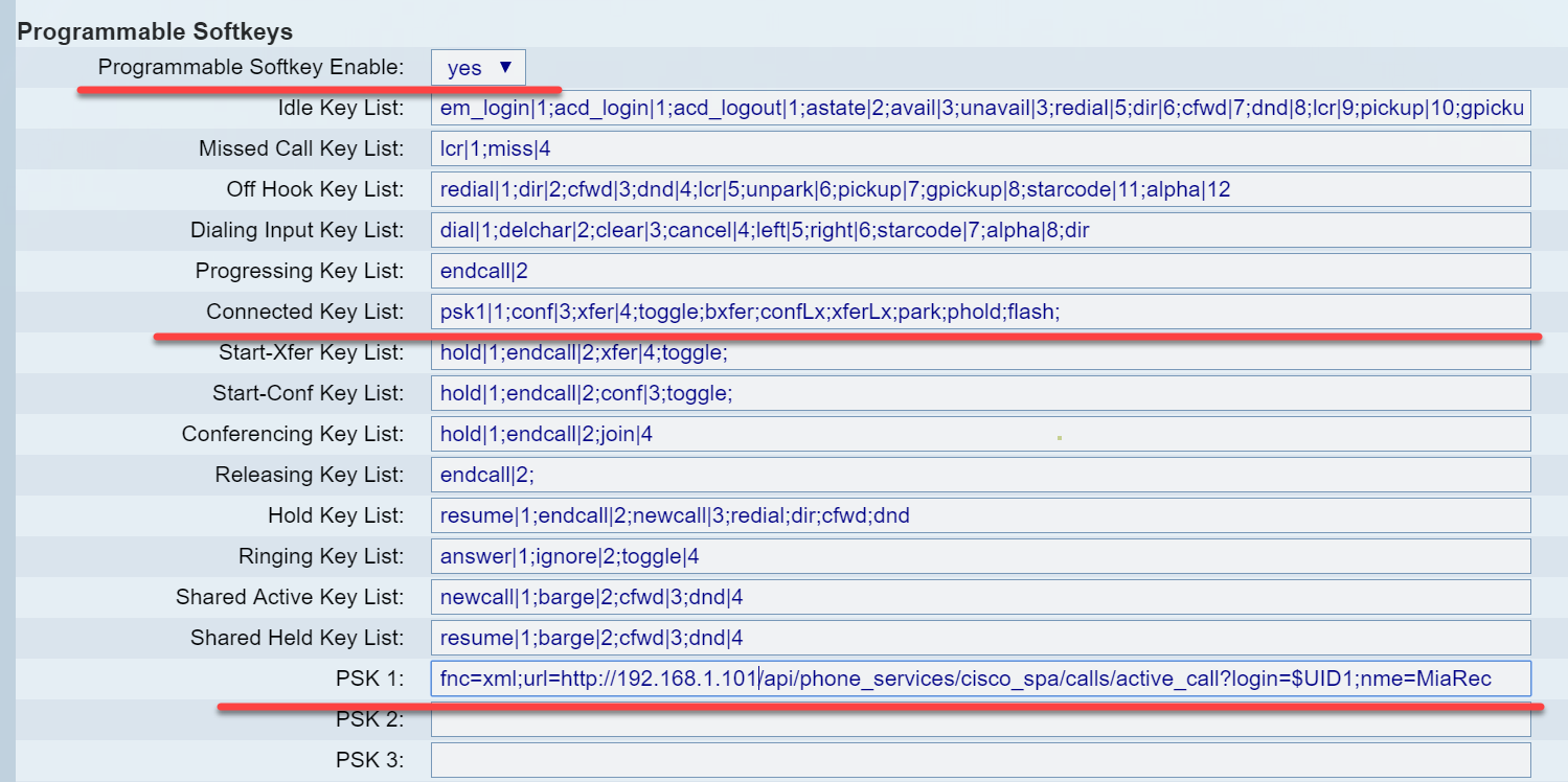 Programmable Softkeys