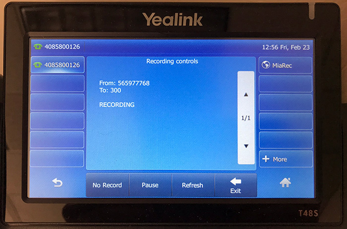 Yealink T48S / MiaRec softkey integration