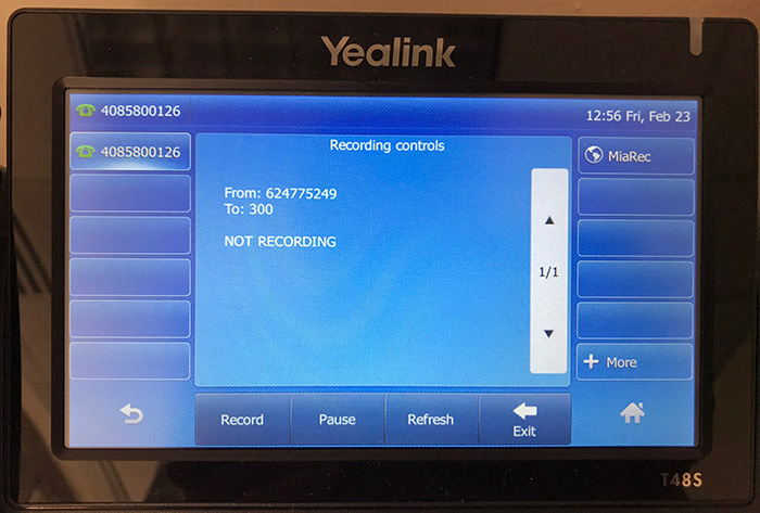 Yealink T48S / MiaRec softkey integration