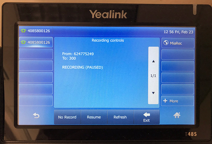 Yealink T48S / MiaRec softkey integration