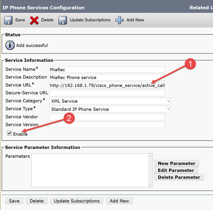 Create MiaRec IP Phone Service