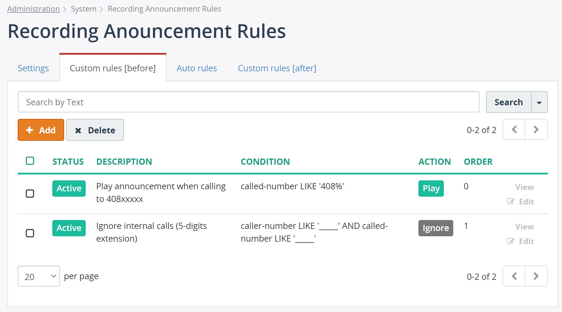 Add configuration of Cisco recording announcement via web portal