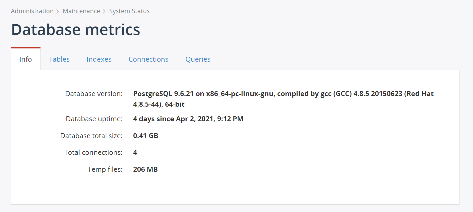 Show PostgreSQL metrics