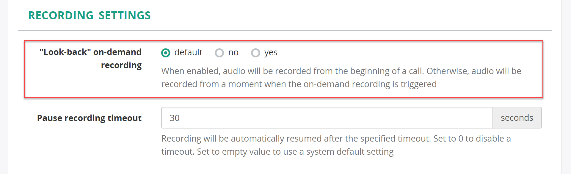 Look-back on-demand recording