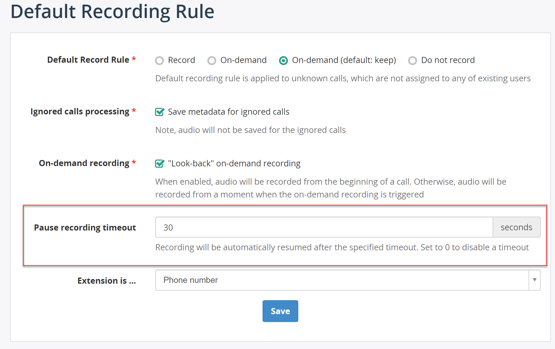 Pause Recording Timeout