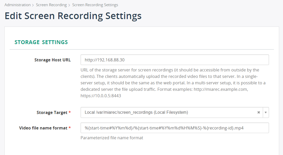 Configure screen recording settings