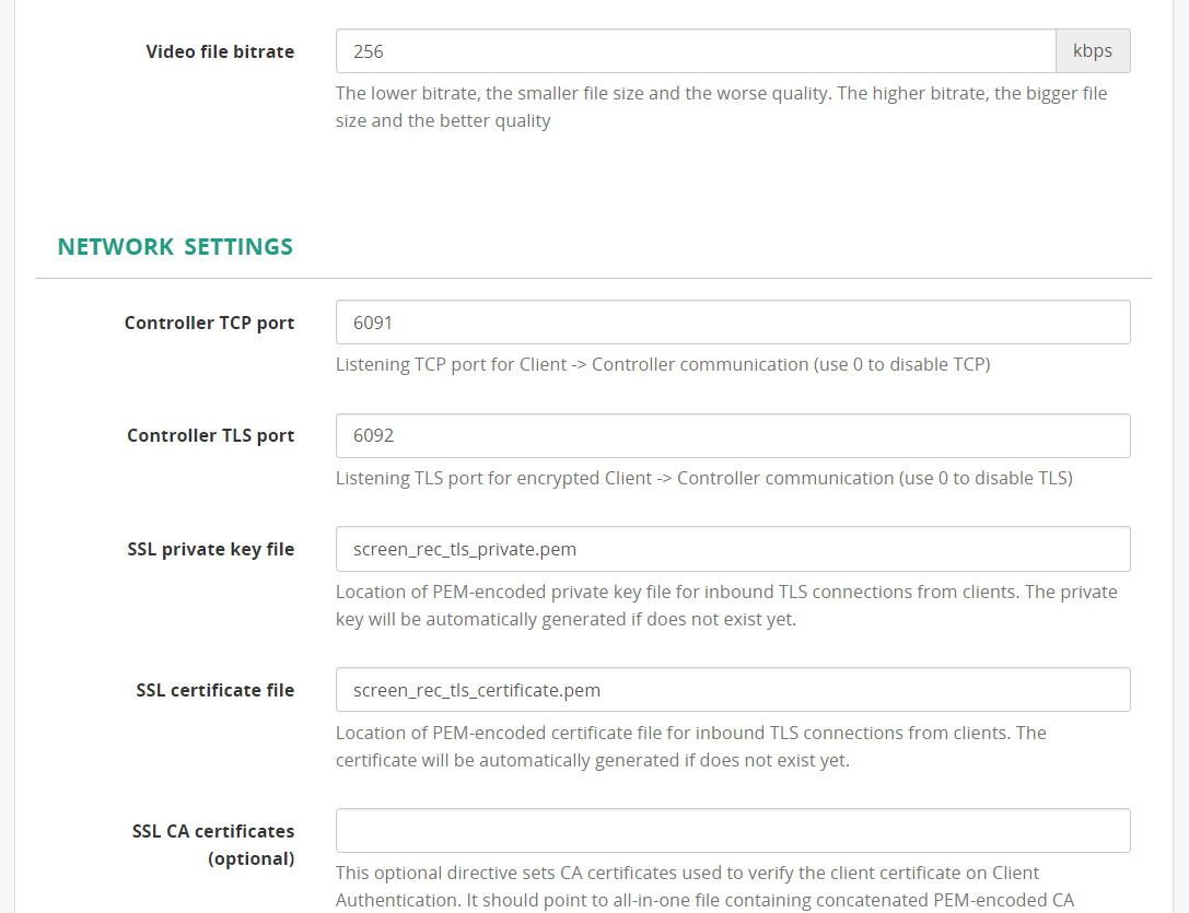 Configure screen recording settings