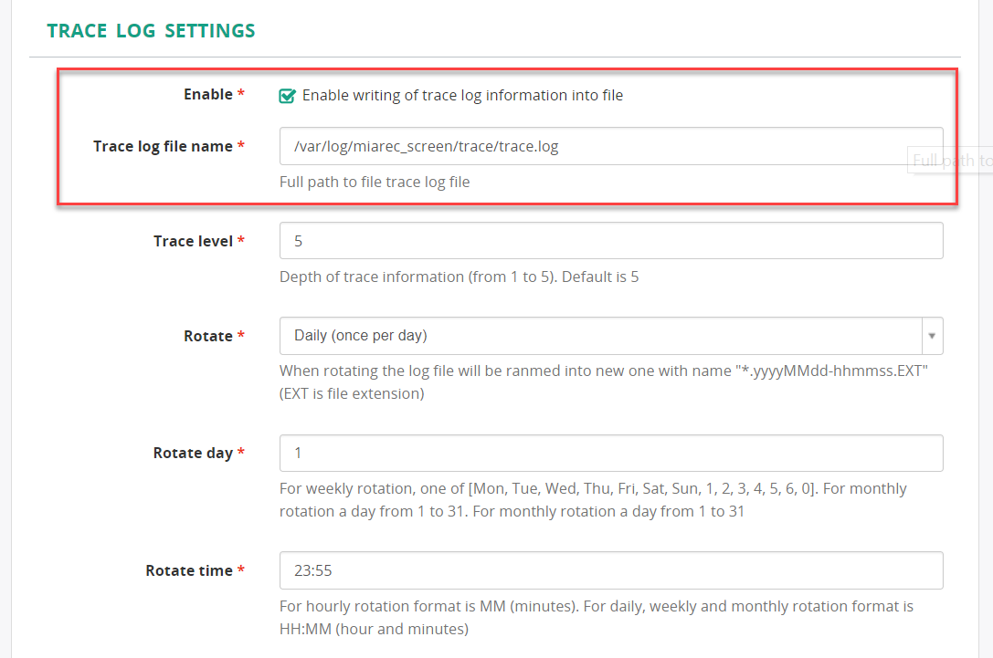 Screen Recording Settings