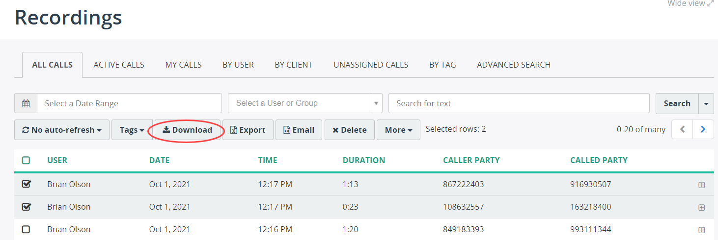 Download Call Recordings